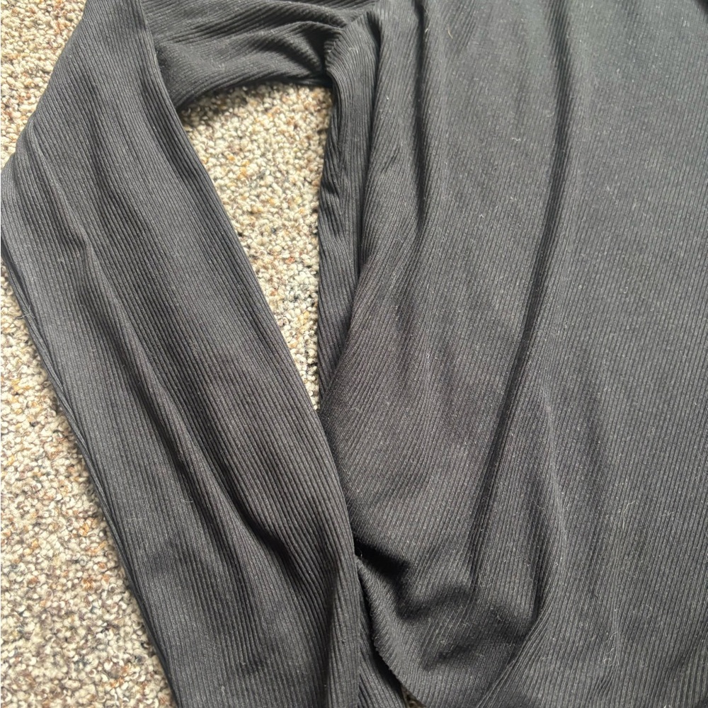 Wild Fable Black Ribbed Top ribbed long sleeve crop tee y2k large - Picture 3 of 5